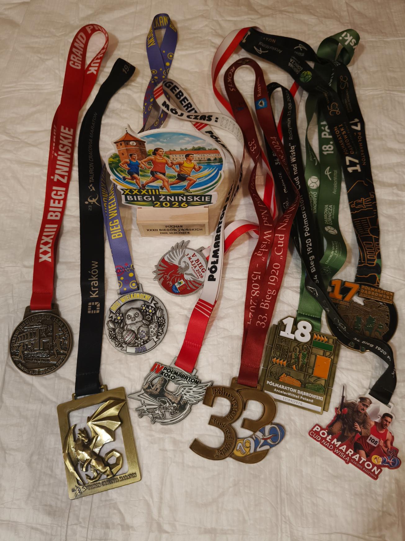 Zdjęcie do wpisu: moje ostatnie medale maratonów za udział